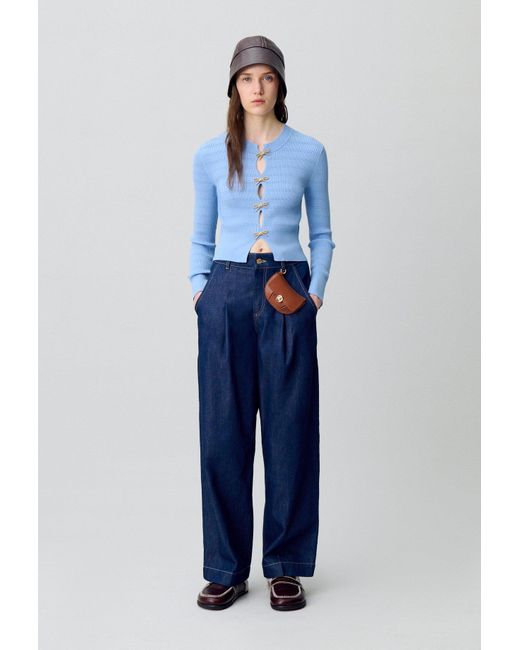 Claudie Pierlot Blue Knit Jumper With Bow Details