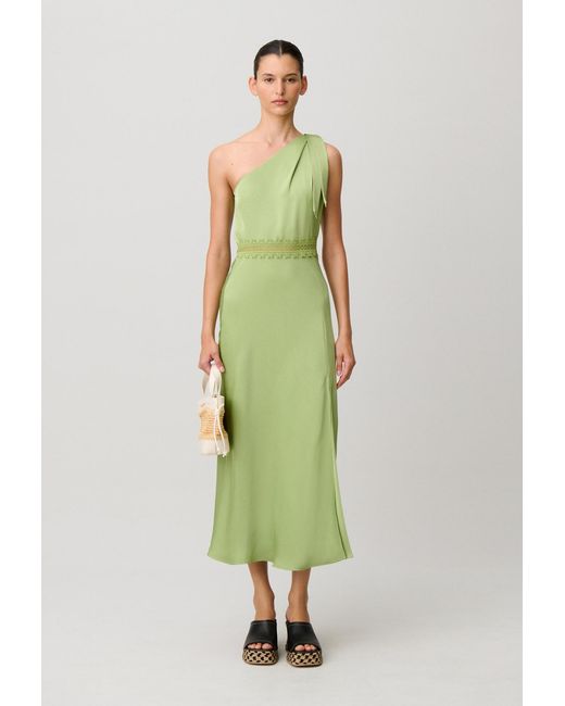Claudie Pierlot Green Satin And Lace Maxi Dress