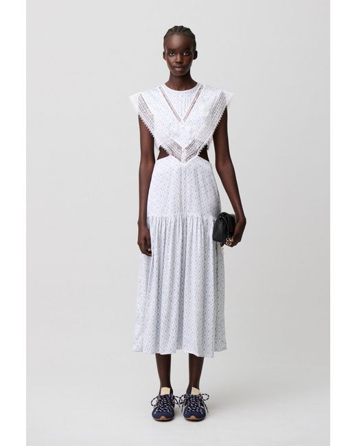 Claudie Pierlot White Satin And Lace Maxi Dress