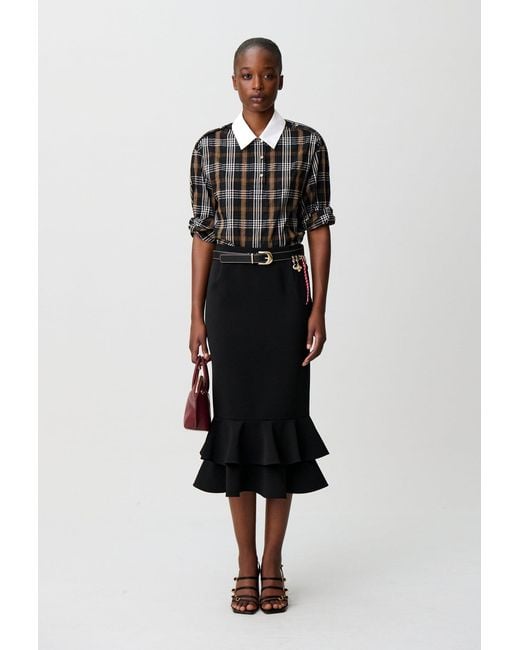 Claudie Pierlot White Flared Ruffled Midi Skirt