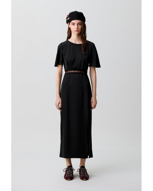 Claudie Pierlot Black Satin Lace Open-Back Dress