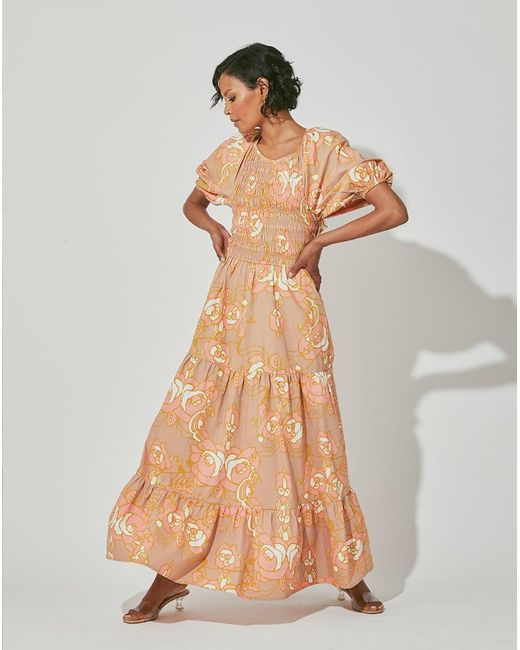 Cleobella Alana Ankle Dress Abstract Rose in Natural Lyst