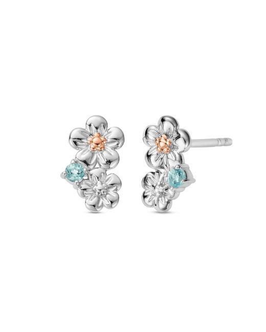 Clogau Metallic Nature's Wonder Sterling Forget-Me-Not Cluster Stud Earrings With Swiss Topaz