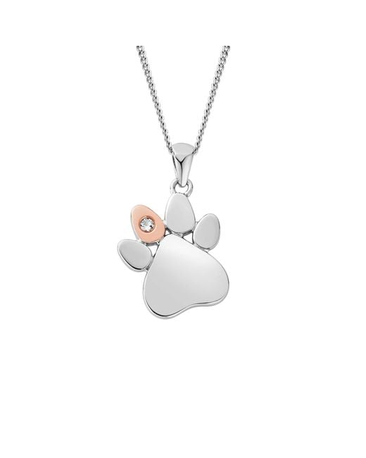 Clogau White Paw Prints Sterling Pendant With Topaz