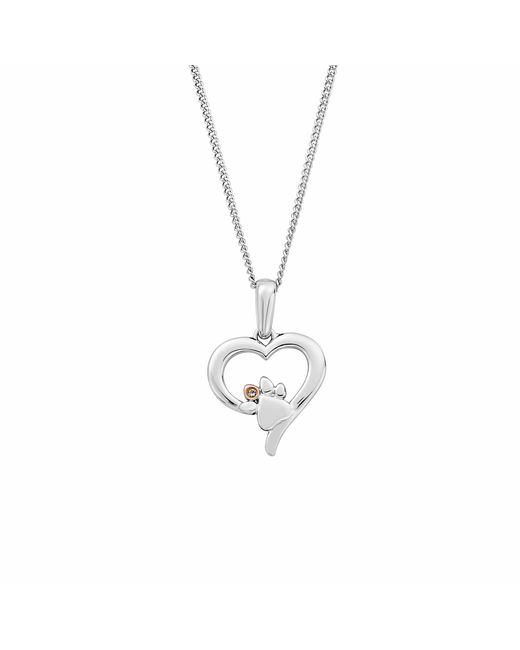 Clogau Metallic Paw Prints Sterling Heart Pendant With Topaz