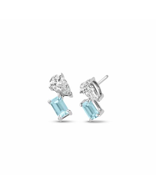 Clogau Blue Promises 9Ct Solid Stud Earrings With Aquamarine & 0.3Ct Lab-Grown Diamonds