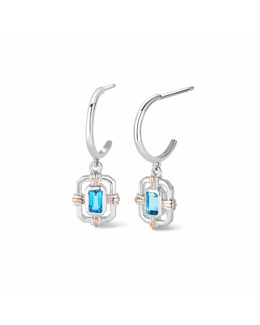Clogau Blue Royal Sterling Gateways Drop Earrings With Swiss Topaz