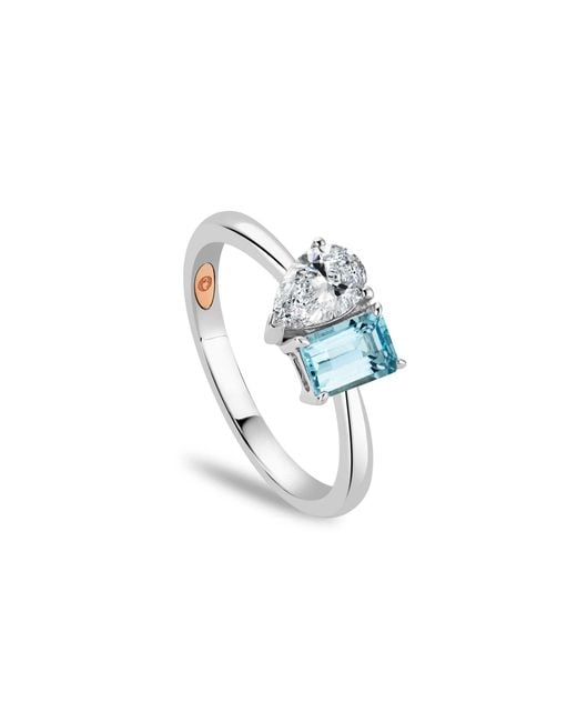 Clogau Blue Promises 9Ct Solid Ring With Emerald-Cut Aquamarine & 0.5Ct Lab-Grown Diamond
