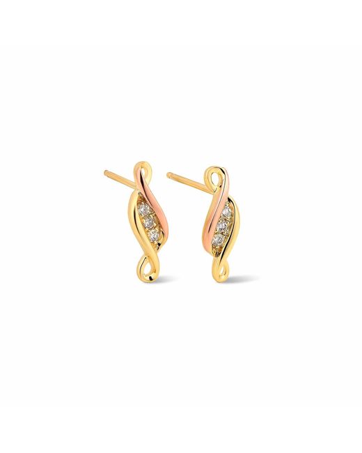 Clogau Metallic Past Present Future 9Ct Solid Stud Earrings With Diamonds