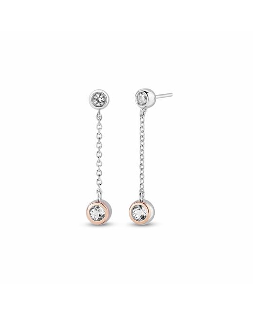 Clogau White Celebration Sterling Drop Chain Earrings With Topaz
