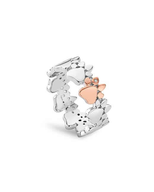 Clogau White Paw Prints Sterling Multi-Paw Ring With Topaz