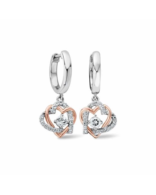 Clogau Metallic Forever Yours Sterling Heart Drop Earrings With Topaz