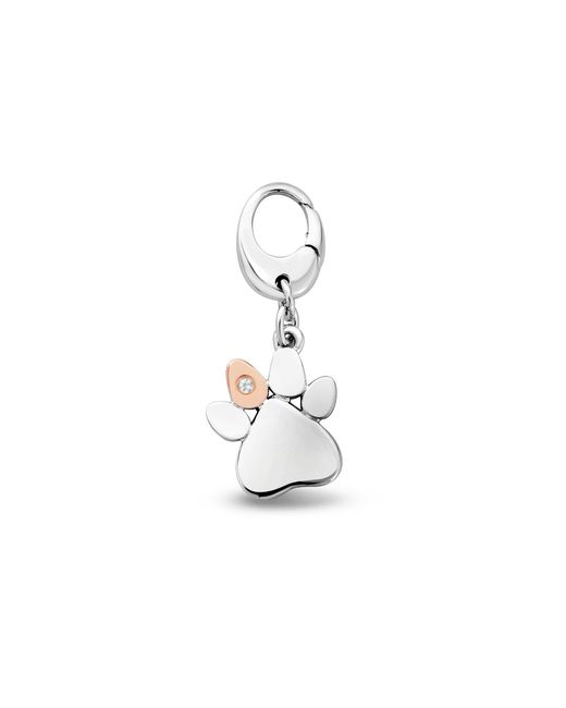 Clogau White Insignia Sterling Paw Prints Charm With Topaz