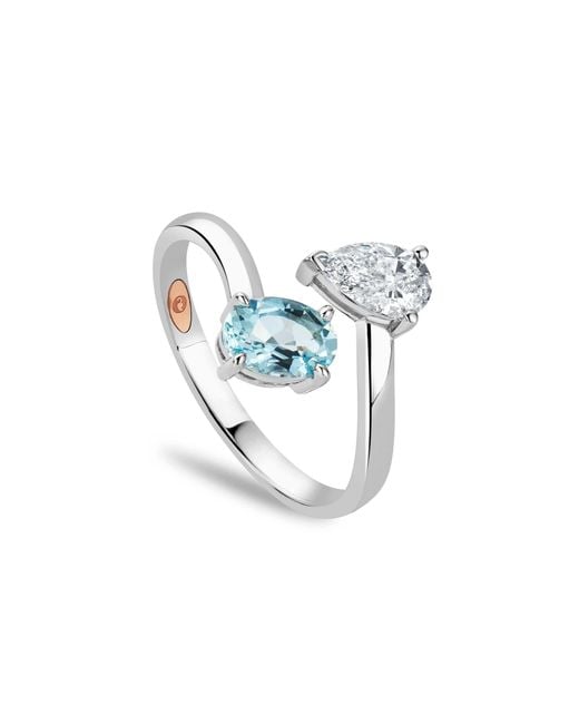 Clogau Blue Promises 9Ct Solid Ring With Oval-Cut Aquamarine & 0.5Ct Lab-Grown Diamond