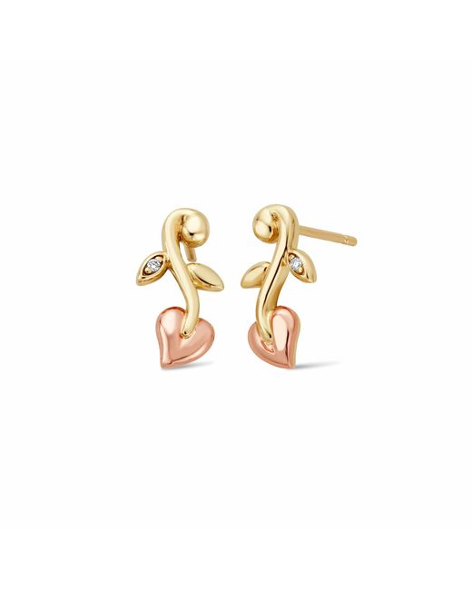 Clogau Metallic Tree Of Life 9Ct Solid Vine Stud Earrings With Diamonds