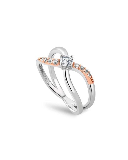 Clogau Metallic Forever Yours Sterling Kiss Ring With Zircon