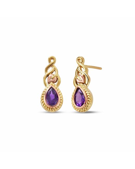 Clogau Metallic Royal 9Ct Solid Delphinium Earrings With Amethysts