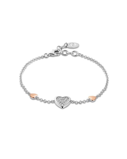 Clogau Metallic Forever Yours Sterling Love Heart Bracelet With Swarovski Zirconia
