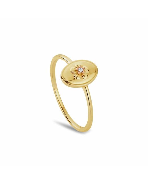 Clogau Metallic Nature's Wonder 9Ct Solid Forget-Me-Not Ring With Diamond