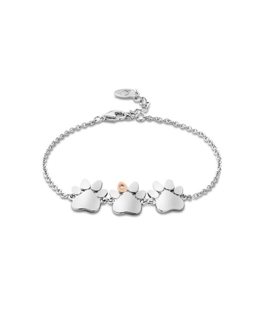 Clogau Metallic Paw Prints Sterling Triple-Paw Bracelet With Topaz