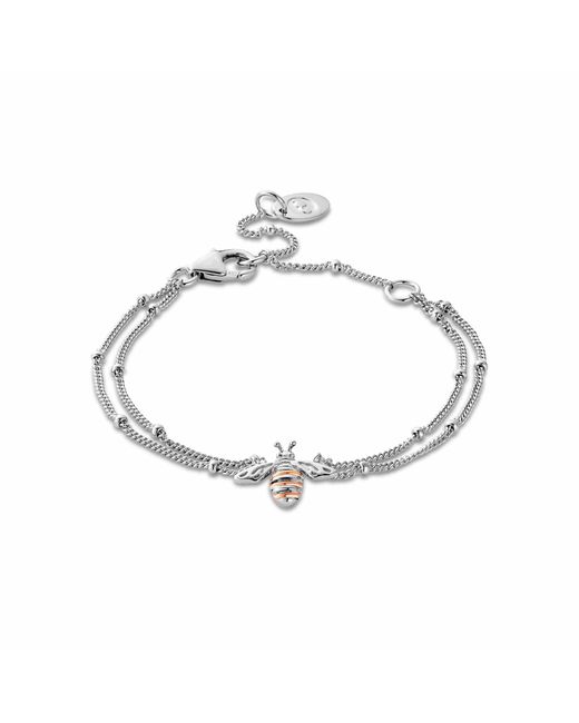 Clogau Metallic Nature's Wonder Sterling Honey Bee Double-Chain Bracelet