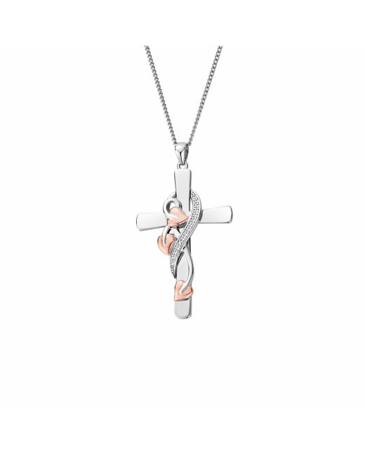 Clogau Metallic Tree Of Life Sterling Vine Cross Pendant With Topaz