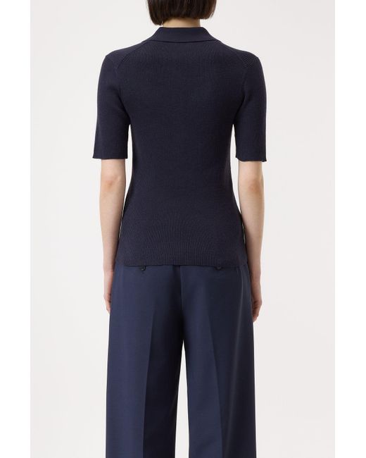 Closed Blue Damen Poloshirt Aus Baumwoll-Kaschmir-Mix, (Größe)