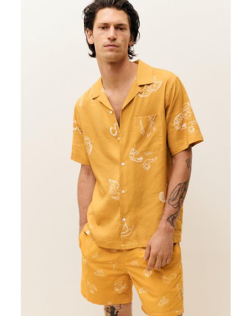 Closed Herren Hemd Mit Print Aus Leinen, (Größe) in Yellow für Herren