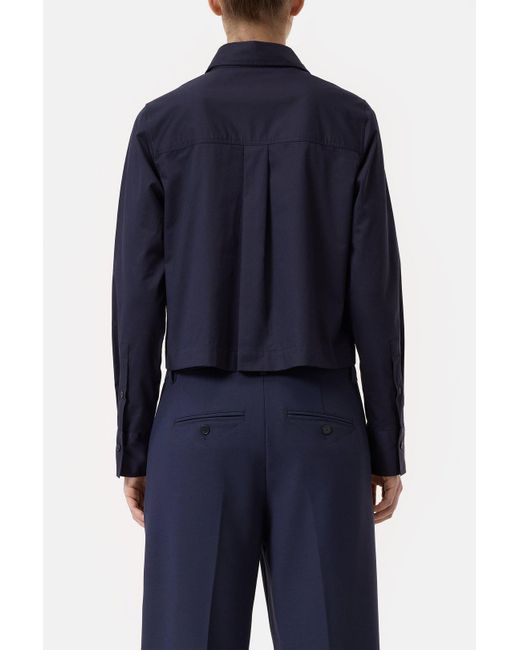 Closed Blue Damen Kurze Bluse Aus Baumwoll-Popeline, (Größe)