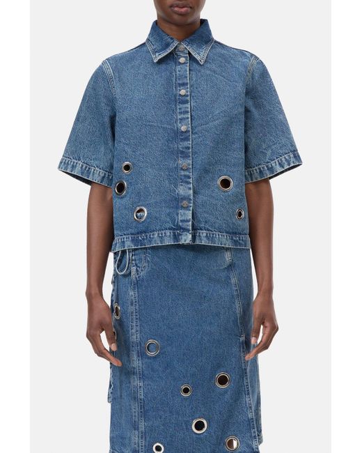 Closed Blue Damen Kurzarmhemd Aus Denim, (Größe)