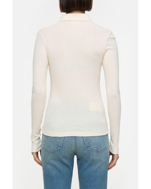 Closed White Damen Poloshirt Aus Baumwoll-Mix, (Größe)