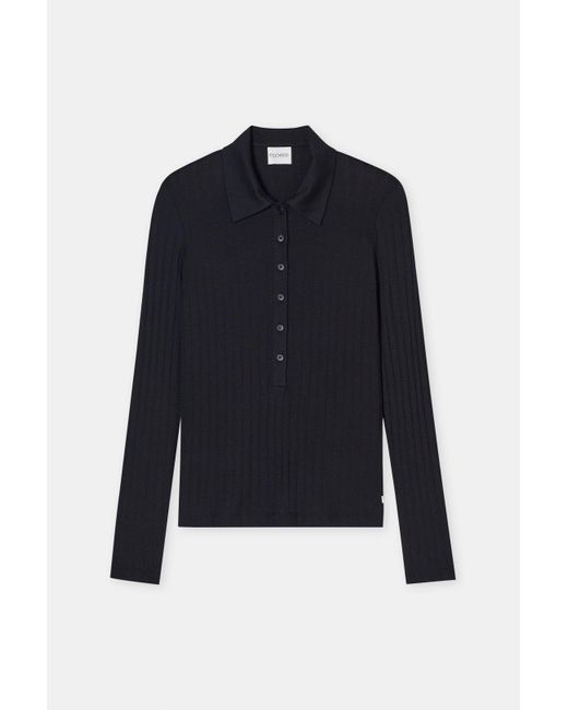 Closed Blue Damen Poloshirt Aus Baumwoll-Mix, (Größe)
