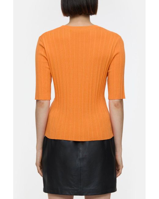 Closed Orange Damen Kurzarmshirt Aus Woll-Seiden-Mix, (Größe)