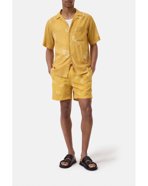 Closed Herren Hemd Mit Print Aus Leinen, (Größe) in Yellow für Herren
