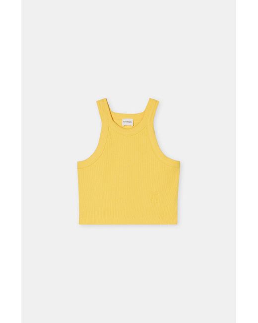 Closed Yellow Damen Cropped Racer Top, (Größe)