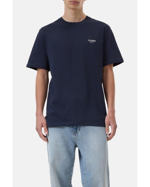 Closed Herren T-Shirt Mit Logo-Print, (Größe) in Blue für Herren