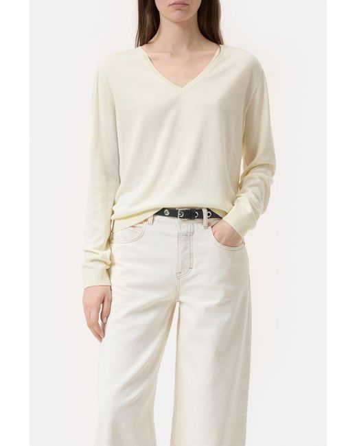 Closed White Damen Pullover Aus Woll-Seiden-Mix, (Größe)