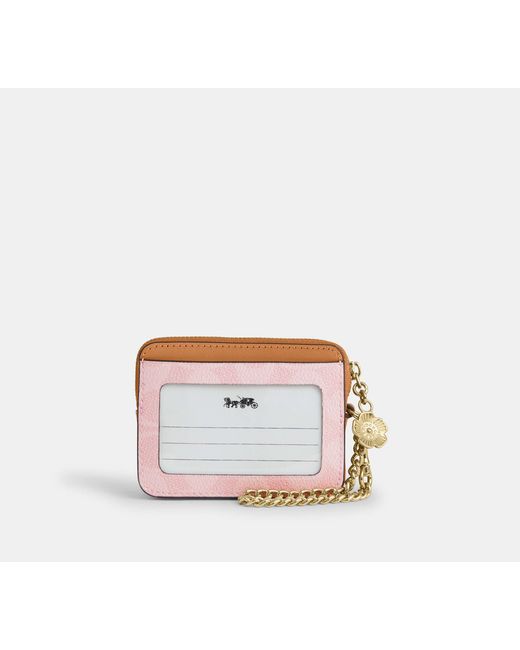 COACH Black Zip Card Case With Charm