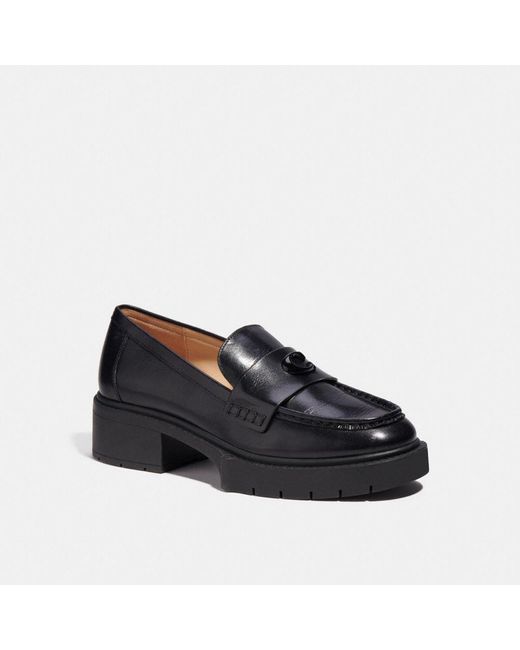 COACH Leather Leah Loafer in Black | Lyst UK