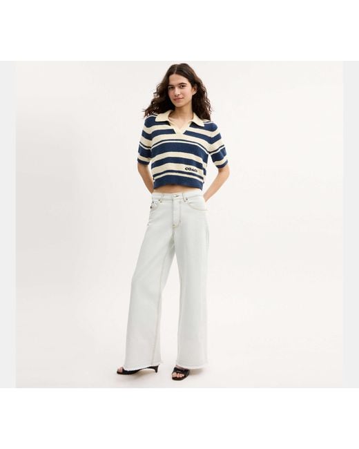 COACH Black Striped Knit Polo