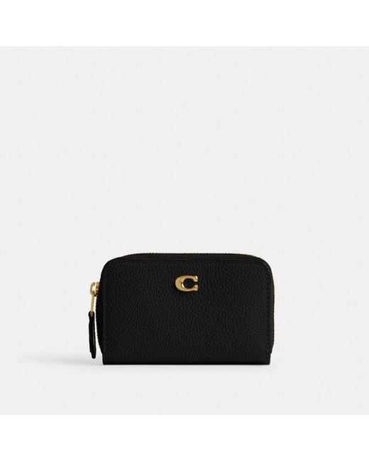 COACH Black Essential Small Zip Around Card Case
