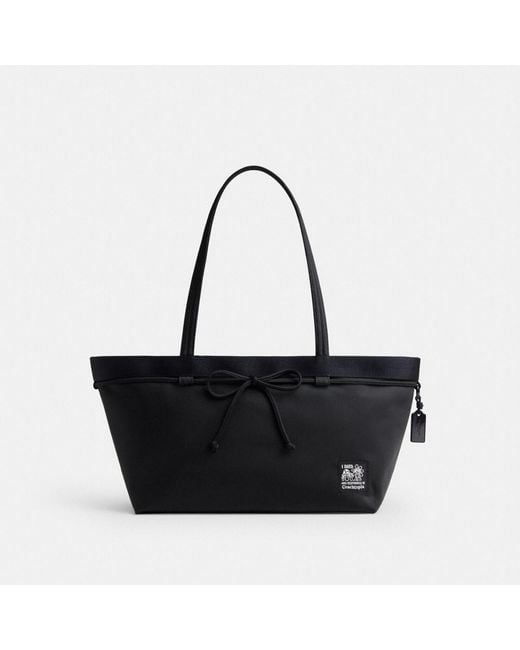 COACH Black Topia Loop Bow Tote Bag