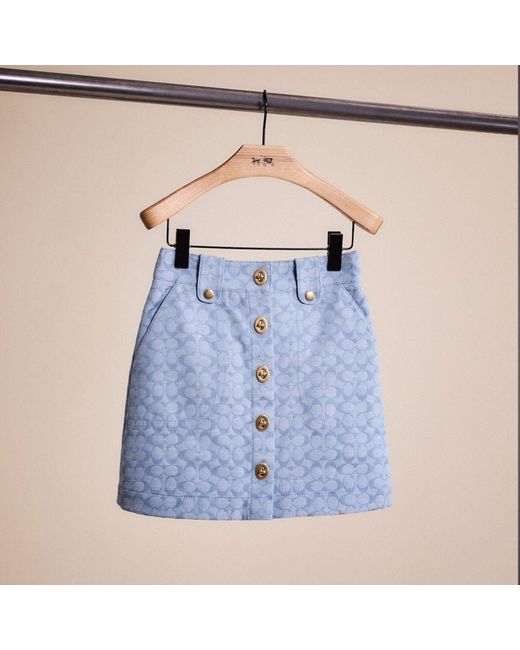 COACH Blue Restored Chambray Mini Skirt