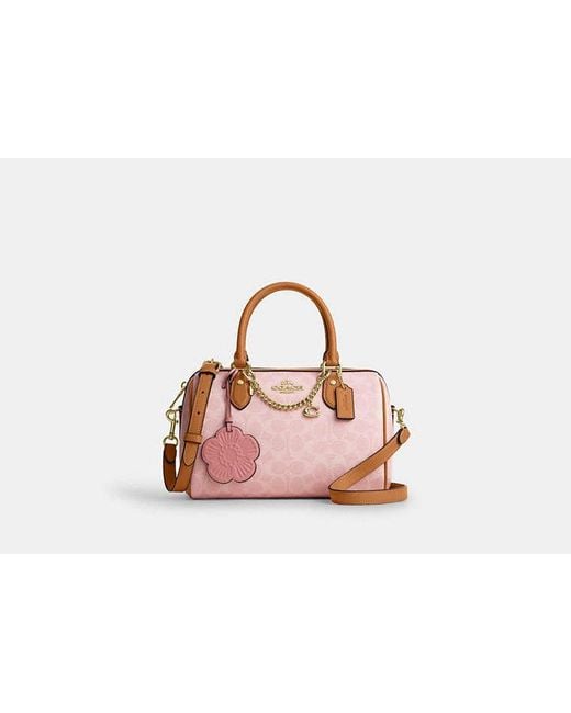 COACH Black Rowan Satchel Bag With Charms