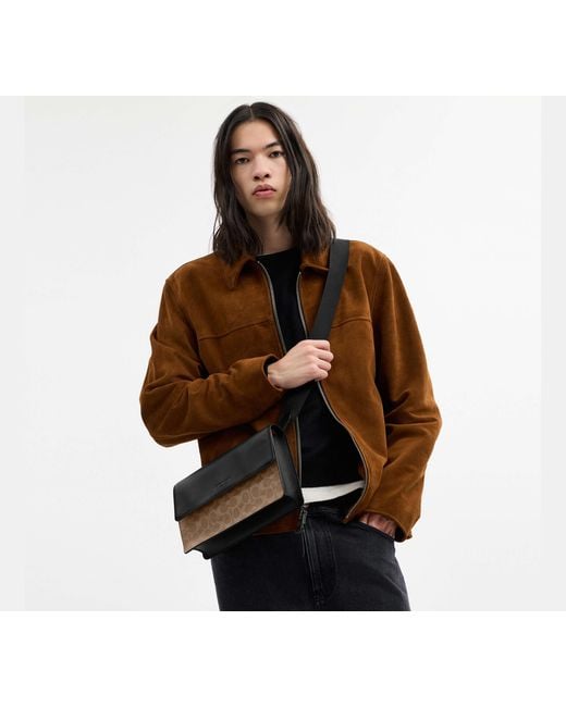 COACH Black Turner Flap Crossbody Bag for men