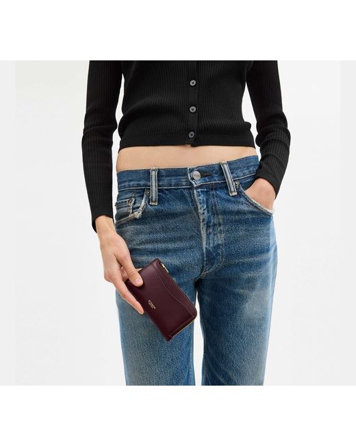 COACH Red New York Zip Card Case