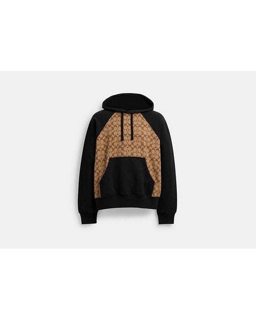 Felpa Con Cappuccio Signature di COACH in Black da Uomo