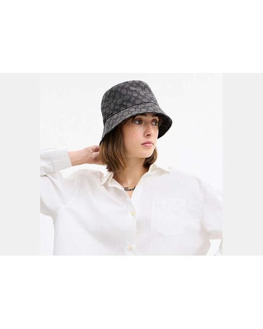 COACH Black Signature Jacquard Bucket Hat