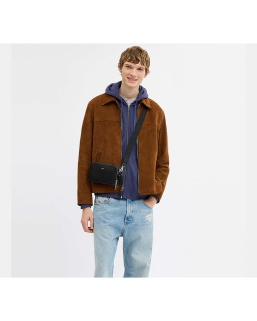 Borsa A Tracolla Clinton di COACH in Black da Uomo