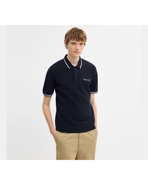 COACH Blue Signature Trim Polo for men